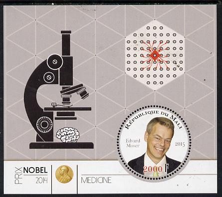 Mali 2015 Nobel prize for Medicine - Edvard Moser perf sheet containing one circular shaped value unmounted mint , stamps on shaped, stamps on circular, stamps on nobel, stamps on personalities, stamps on medical