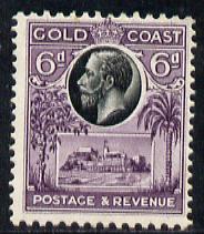 Gold Coast 1928 KG5 Christiansborg Castle 6d black & purple mounted mint SG 109, stamps on , stamps on  kg5 , stamps on castles