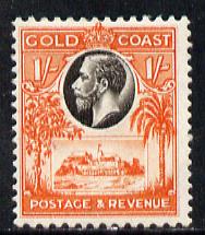 Gold Coast 1928 KG5 Christiansborg Castle 1s black & red-orange mounted mint SG 110, stamps on , stamps on  stamps on , stamps on  stamps on  kg5 , stamps on  stamps on castles