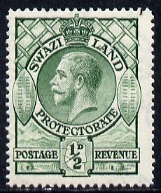 Swaziland 1933 KG5 1/2d green mounted mint SG 11, stamps on , stamps on  kg5 , stamps on 