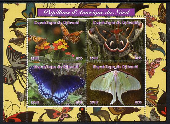 Djibouti 2015 Butterflies #2 perf sheetlet containing 4 values unmounted mint. Note this item is privately produced and is offered purely on its thematic appeal, stamps on , stamps on  stamps on butterflies
