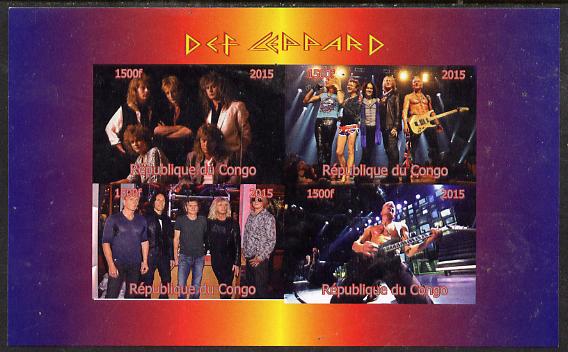 Congo 2015 Def Leppard #1 imperf sheetlet containing 4 values unmounted mint. Note this item is privately produced and is offered purely on its thematic appeal, stamps on , stamps on  stamps on pops, stamps on  stamps on rock, stamps on  stamps on music