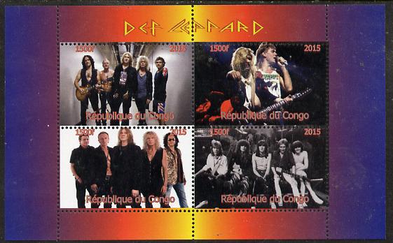 Congo 2015 Def Leppard #2 perf sheetlet containing 4 values unmounted mint. Note this item is privately produced and is offered purely on its thematic appeal, stamps on pops, stamps on rock, stamps on music
