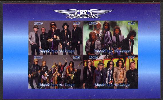 Congo 2015 Aerosmith #2 imperf sheetlet containing 4 values unmounted mint. Note this item is privately produced and is offered purely on its thematic appeal, stamps on pops, stamps on rock, stamps on music