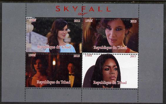 Chad 2015 Skyfall (James Bond) #4 perf sheetlet containing 4 values unmounted mint. Note this item is privately produced and is offered purely on its thematic appeal. . , stamps on , stamps on  stamps on movies, stamps on  stamps on films, stamps on  stamps on  spy , stamps on  stamps on cinena