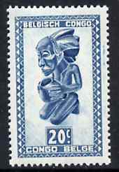Belgian Congo 1947 Masks & Carvings 20c blue unmounted mint SG 275*, stamps on masks      artefacts