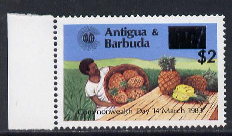 Antigua 1984 Commonwealth Day surcharge $2 on 25c Pineapples unmounted mint, SG 852, stamps on fruit    pineapples