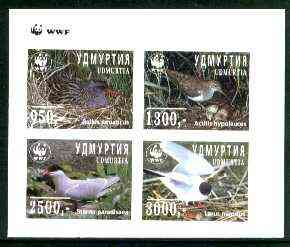 Udmurtia Republic 1997 WWF - Birds imperf sheetlet containing complete set of 4 unmounted mint, stamps on wwf    birds, stamps on  wwf , stamps on 