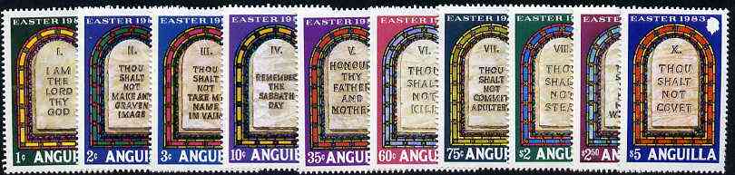 Anguilla 1983 Easter - The Ten Commandments set of 10, SG 549-58 unmounted mint, stamps on easter, stamps on religion, stamps on judaism, stamps on judaica, stamps on stained glass, stamps on 