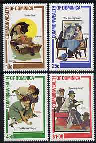 Dominica 1982 Norman Rockwell (Artist) Commemoration set of 4 unmounted mint, SG 802-05, stamps on arts, stamps on umbrellas, stamps on rockwell
