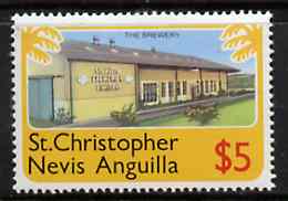 St Kitts-Nevis 1978 Brewery $5 from Pictorial def set, SG 405 unmounted mint, stamps on drink    alcohol, stamps on beer