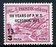 Pakistan 1963 Public Works Department opt 13p on 3p Khyber Pass unmounted mint, SG 192*, stamps on mountains, stamps on  tuc , stamps on 