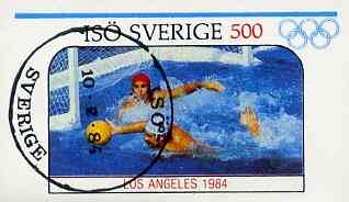 Iso - Sweden 1984 Olympic Games (Water Polo) imperf souvenir sheet (500 value) cto used, stamps on olympics    water polo, stamps on  iso , stamps on 