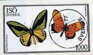 Iso - Sweden 1977 Butterflies imperf m/sheet (1000 value) cto used, stamps on , stamps on  stamps on butterflies, stamps on  stamps on  iso , stamps on  stamps on 