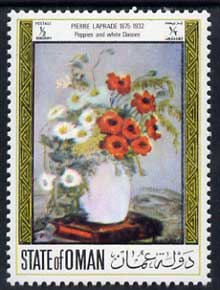 Oman 1972 Paintings of Flowers 1/2b (Poppies & White Daisies by Pierre Laprade) unmounted mint*, stamps on arts, stamps on flowers