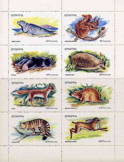 Staffa 1973 Wildlife complete perf set of 8 values unmounted mint, stamps on animals    seal    squirrel     mole      hedgehogs      fox      vole      wildcat     hare     dogs, stamps on  fox , stamps on foxes, stamps on  
