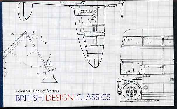 Booklet - Great Britain 2009 British Design Classics Â£7.68 Prestige booklet complete & very fine SG DX44, stamps on aviation, stamps on cars, stamps on communications, stamps on telephones, stamps on buses, stamps on transport, stamps on spitfire, stamps on concorde, stamps on printing, stamps on maps