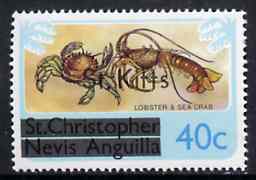 St Kitts 1980 Lobster & Sea Crab 40c from opt'd def set, SG 35A unmounted mint*, stamps on , stamps on  stamps on lobster    crab     marine-life