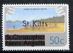 St Kitts 1980 Pinney's Beach 50c from opt'd def set, as SG 37A unmounted mint*, stamps on tourism