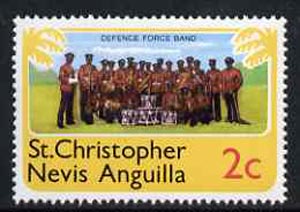 St Kitts-Nevis 1978 Defence Force Band 2c from Pictorial def set, SG 393 unmounted mint, stamps on music      militaria