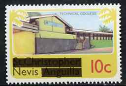 Nevis 1980 Technical College 10c from opt'd def set, SG 38 unmounted mint*, stamps on , stamps on  stamps on technology    education