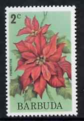 Barbuda 1974 Flowers (Poinsettia) 2c from pictorial def set, SG 183 unmounted mint*, stamps on flowers