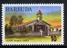 Barbuda 1974 Pilgrim Church 10c from pictorial def set unmounted mint, SG 188*, stamps on churches