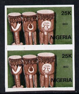 Nigeria 1989 Musical Instruments (Ibid) 25k in unmounted mint  IMPERF pair (unlisted by SG and very scarce thus), stamps on music, stamps on musical instruments