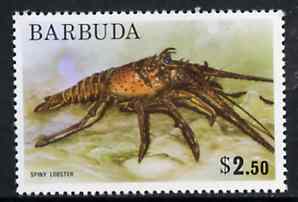 Barbuda 1974 Spiny Lobster $2.50 from pictorial def set, SG 196 unmounted mint*, stamps on lobster    marine-life