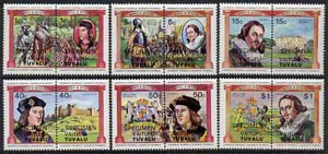 Tuvalu - Vaitupu 1984 Monarchs (Leaders of the World) Richard III  & Charles I, set of 12 opt'd SPECIMEN unmounted mint, stamps on royalty    battles    shakespeare     castles    arms, stamps on heraldry