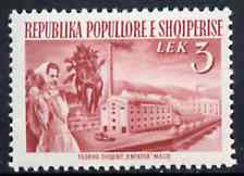 Albania 1953 Sugar Factory 3L red unmounted mint, Mi 528, stamps on sugar    food    agriculture
