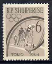 Albania 1963 Olympic Games 6L Cycling unmounted mint, Mi 750, stamps on bicycles