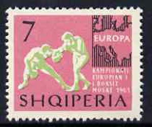 Albania 1963 European Sports Events 7L Boxing unmounted mint, Mi 766, stamps on boxing, stamps on sport