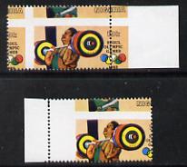 Nigeria 1988 Seoul Olympic Games 10k (weightlifting) marginal singles from each side of sheet showing spectacular misplaced perfs error unmounted mint (as SG 565), stamps on , stamps on  stamps on sport  varieties    olympics     weightlifting