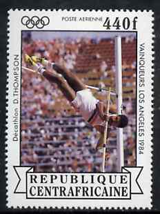 Central African Republic 1985 Pole Vault (Decathlon) 440f from Olympic Gold Medalists set unmounted mint, SG 1071, stamps on , stamps on  stamps on decathlon     pole vault