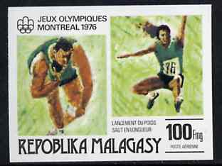 Malagasy Republic 1976 Putting the Shot & Long Jump 100f imperf from Olympic Games set unmounted mint, as SG 340*, stamps on shot     long jump