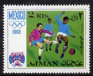 Ajman 1968 Football 2R from Mexico Olympics perf set unmounted mint, Mi 251, stamps on football, stamps on sport
