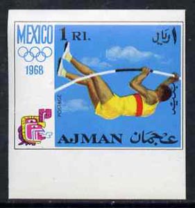 Ajman 1968 Pole Vault 1R from Mexico Olympics imperf set of 8 unmounted mint, Mi 250B, stamps on sport, stamps on pole vault
