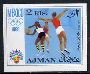 Ajman 1968 Basketball 2R from Mexico Olympics imperf set of 8 unmounted mint, Mi 252B, stamps on , stamps on  stamps on basketball