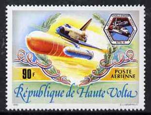 Upper Volta 1983 Space Shuttle Challenger 90f from World Events set, SG 665 unmounted mint*, stamps on aviation     shuttle