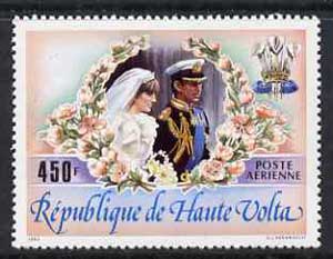 Upper Volta 1983 Royal Wedding 450f from World Events set unmounted mint, SG 668*, stamps on royalty, stamps on diana, stamps on charles, stamps on 