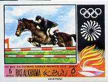 Ras Al Khaima 1970 Show Jumping 5R imperf from Olympics set unmounted mint, Mi 388B, stamps on show-jumping    horses