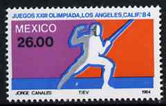Mexico 1984 Fencing 26p from Olympic Games set, SG 1713 unmounted mint*, stamps on fencing