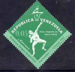 Venezuela 1962 Putting the Shot 5c from National Games Diamond shaped set, SG 1740 unmounted mint, stamps on shot           diamond