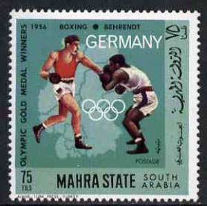 Aden - Mahra 1968 Boxing 75f from German Olympics Gold Medal Winners set unmounted mint, Mi 103A*, stamps on boxing, stamps on sport