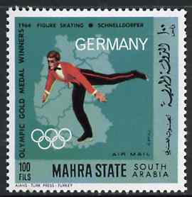 Aden - Mahra 1968 Figure Skating 100f from German Olympics Gold Medal Winners set unmounted mint, Mi 104A*, stamps on ice skating