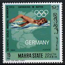Aden - Mahra 1968 Swimming 15f from German Olympics Gold Medal Winners set unmounted mint, Mi 100A*, stamps on swimming