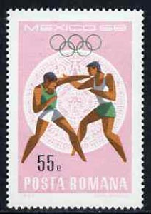 Rumania 1968 Boxing 55b unmounted mint from Mexico Olympics set, SG 3577, Mi 2700*, stamps on boxing, stamps on sport