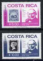 Costa Rica 1979 Rowland Hill set of 2 unmounted mint, SG 1138-39*, stamps on rowland hill, stamps on stamp on stamp, stamps on stamponstamp