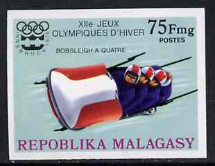 Malagasy Republic 1976 Bobsleigh 75f imperf from Winter Olympic Games set unmounted mint, as SG 330*, stamps on bobsled